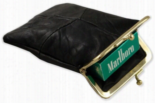 Classic Leather Cigarette Purse With Ilghter Holder (black) (for Regulars And 10-'s)