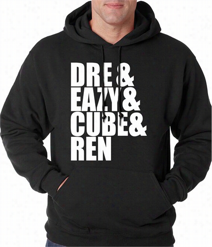 Dre & Eazy & Cube & Ren Hip Hop Rotos Adul Hoodie