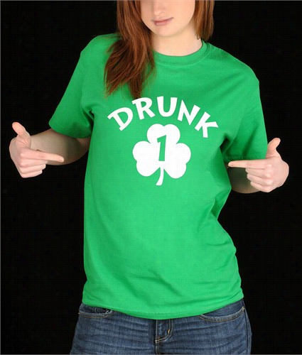 Drunk 1 Irish Shamrock Girl's T-shirt