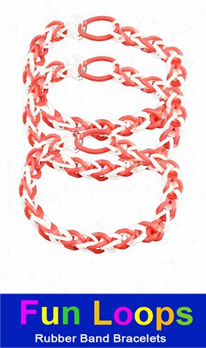 Fun L Oops Rainbow Abnd Bracelets - Red & White