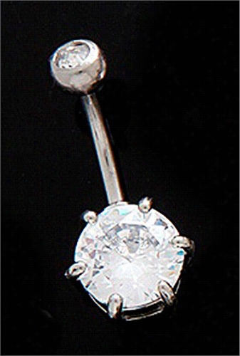 Giant Cz.. Solitaire Belly Ring