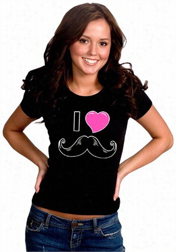 I Love Mustache Grl's T-sihrt