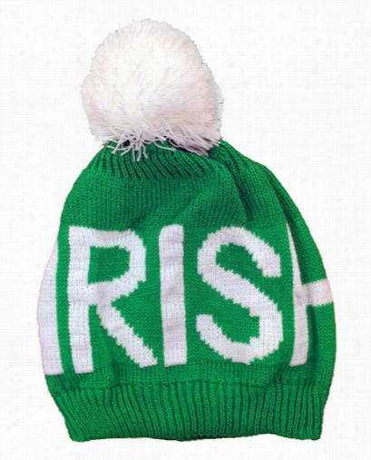 Irish Pom Pom Beanie (green/white)