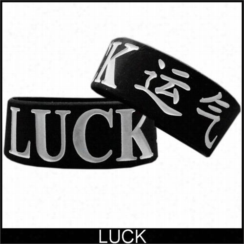 Luck Asian Symbols Designer Rubber Saying Bracelet