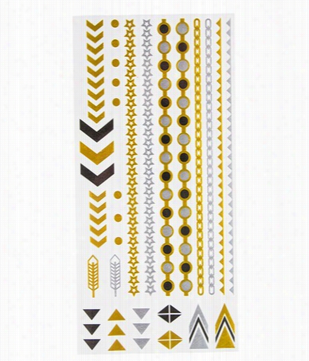 Metallic Flash Tattoos -- Arrow And Star