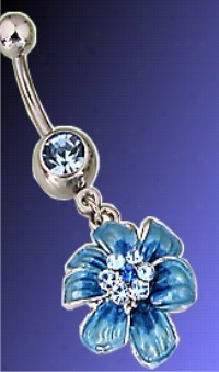 Navel Body Jewelry - Pastel Blue Flower Navel Jewelry