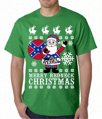 Rebel Santa Clause Frightful Christmas Sweater Mens T-shirt