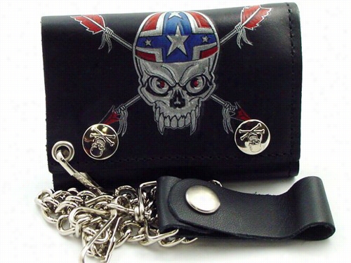 Rebel Skull Genuine Leather Chain Wallet