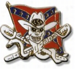 Rebel Skull Wsords Flag Lapel Pin