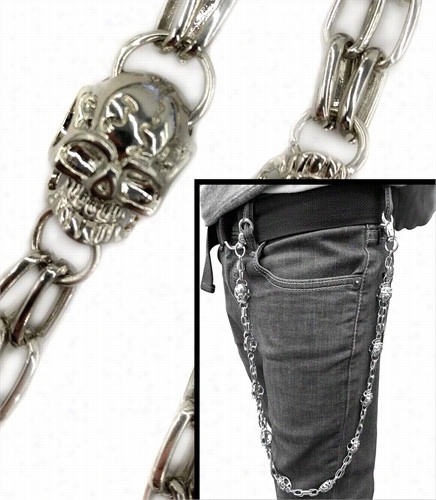 Silver Skull Fo Decease Ejan And Wallet Chain