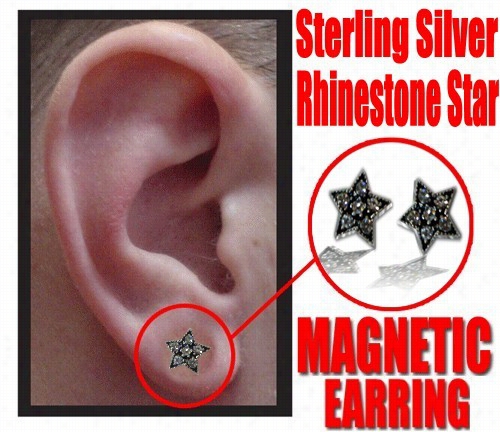 Sterling Silver Pair Of Magnetic Star Errings