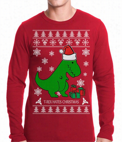 T-rex Ahtes Cristmas - Ugly Christmas Sweater Adult Warm S Hirt