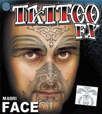 Temporary Face Tattoos - Maori Full Face Tattoo