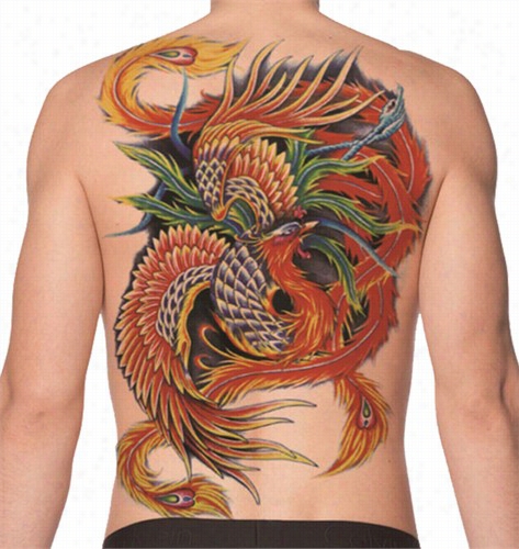 Temporary Tattoo (full Back) - Fether Dragon