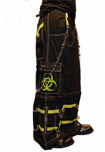 Tripp Nyc  &quot;biohazard&&quot; Boondage Pants Wit Hzip Off Legs To Shorts (black/lime Green)