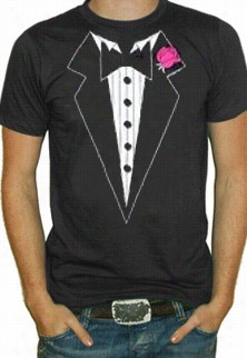 Tuxedo Shirt - Mens Black Tuxedo With Pink Flowe R T-shirt