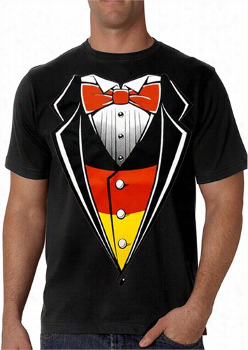 Tuxedo T-shirts- Ge Rmany Flag Tuxedo T-shirt With Vest & Bow Tie