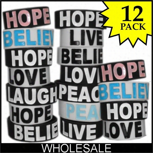 Wholesale Designer Rubber Saying Bracelets (12 Pack) Onl $2 Each!