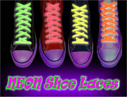 3 Pack Of Neon Black Light Reactive Shoe Laces (3 Pairs)