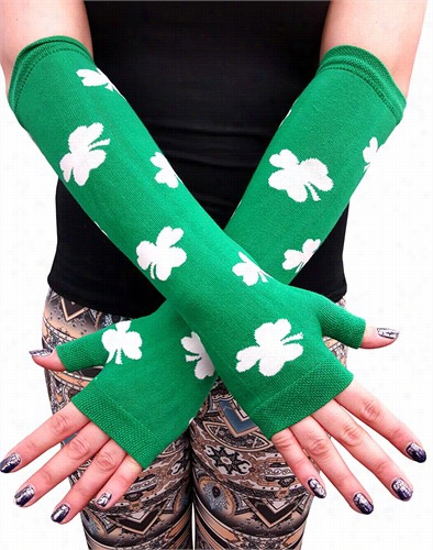 All Over Shmrocks Arm Warmers ( Geren With White Shamrocks)