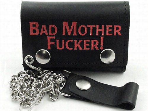 Bda Mother Fu*ker Chain Wallet (black Leather With Red Print)