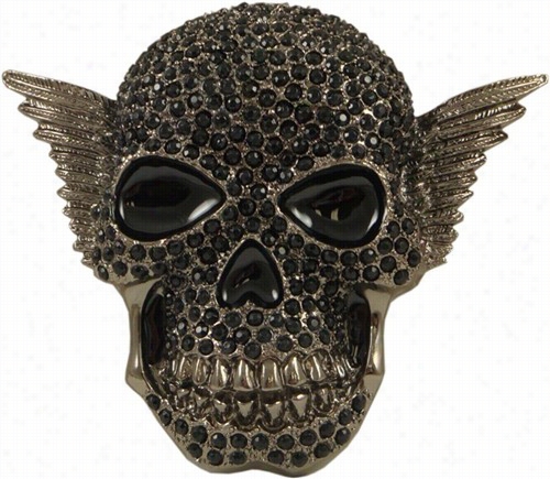 Black  Magic Rhinestone Skull Constraint Buckle