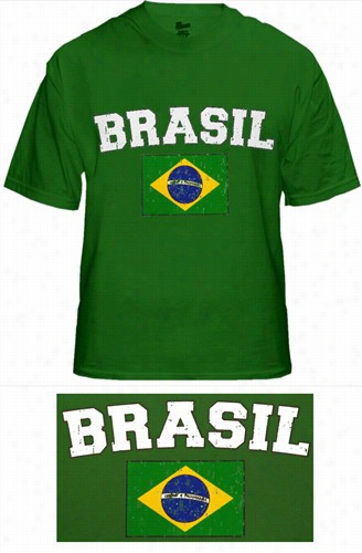 Brasil Vintage Flag International Mens T-shirt