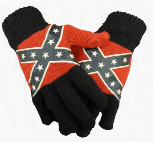 Confederate Rbeel Flag Knit Gloves