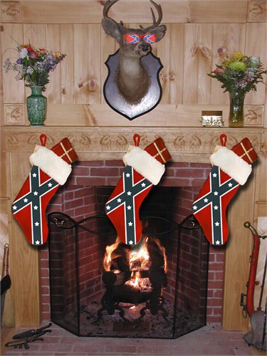 Full Size Confederate Rebel Flag Christmas Stocking (9 Inches Wde X 18 Inches Long)