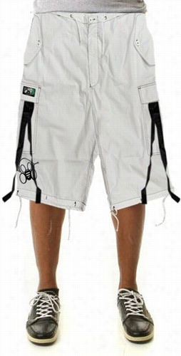 Ghast Contrast Stitch Cargo Shorts (white/blck)