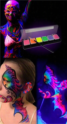 Globalcolours Neon Fx Pro Black Ligh T Reactive Face & Trunk  Paint Kit