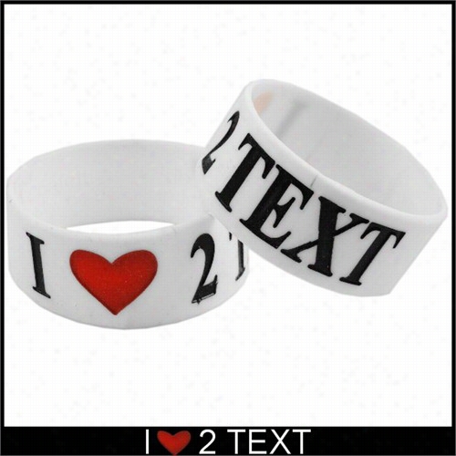 I Love 22 Text Desigenr Rubber Saying Rbacelet( White)