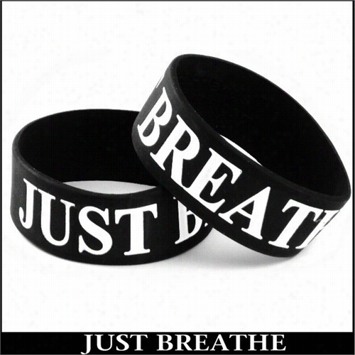 Just Breathe Desinger Rubber Saying Bracelet