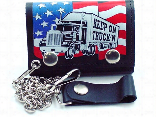 Keep On Truco'n Genuine Leather Chain Wallet