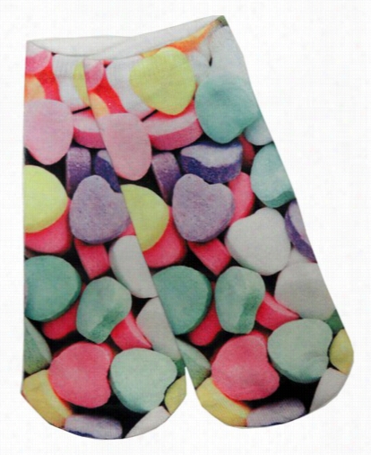 Kids & Adults Photo Prinnt Ankle Socks - Hea Rt Candy