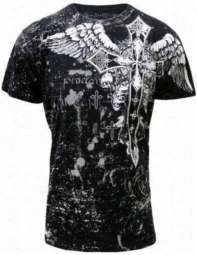 Konflic Big Cross Eagle All Over Pr1nt Mend T-shirt (black)