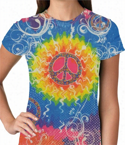 Ladies Peace Sign Tie Dye T-shirt