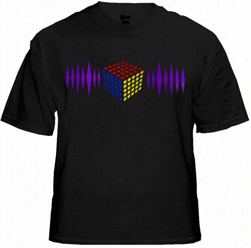 Magic Cube 3d Equalizer Rave T-shirt With Soudn Sensor