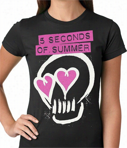 Official 5 Seconds Of Summer Compliment Skull Logo Ladiees T-shirt