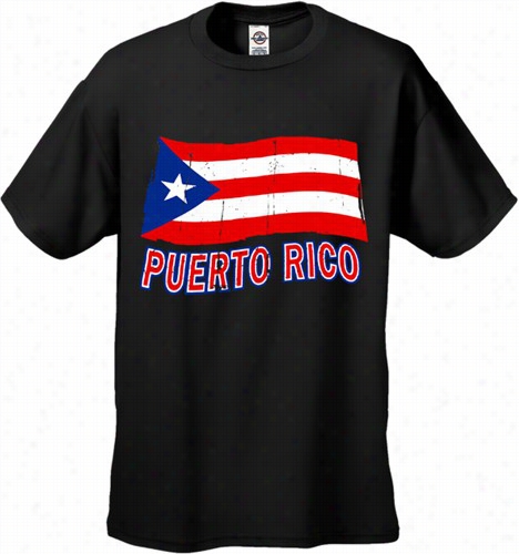 Puerto Rico Vintage Flag Waving Mn's T -shirt