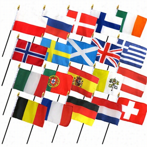 Set Of 20 4x6 Inch European Flags