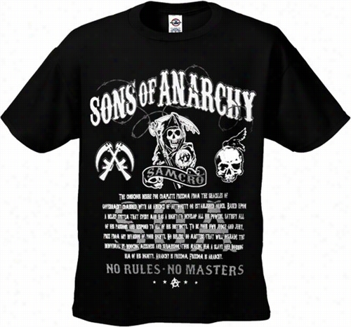 Sohs Of Aanarchy &quot;no Rules, No Masters&quot; Men'st-shirt