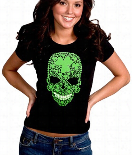 St. Patrick's Day Shamrock Sugar Skull Igrl's T-shirt