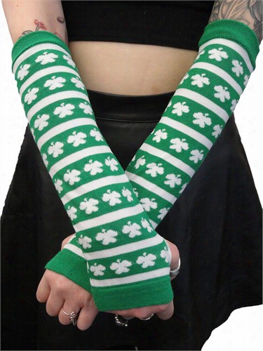 St. Patrick's Da Y(tsripes & Shamr Ocks) Pair Ot Arm Warmers