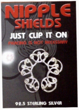 Sterling Silver Clip On Nipple Shields (floral)