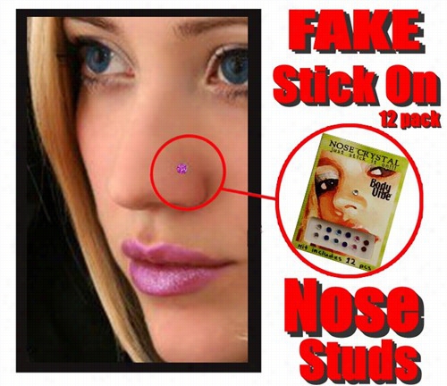 Stick On Fake Nose Studs (12 Pack)