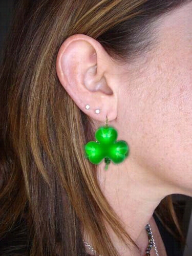 St.patrick's Day Flashing Led Shamrock Earrings (pair)