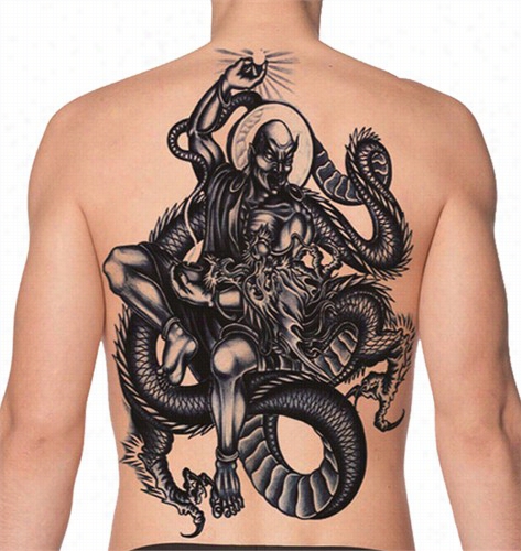 Temporary Tattoo (full Back) - Dragon Fight