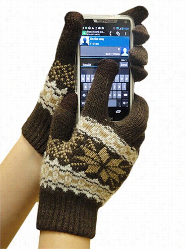 Text Glove S- Pair Fo Txting Glovess For Touch Screen Phones (brown Snow Scale)