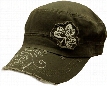 Irish Shamrock Vintage Military Cadet Hat (Olive Green)